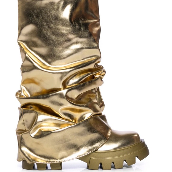 Lustrous Gold Heeled Boots for Women - Picture 6 of 16